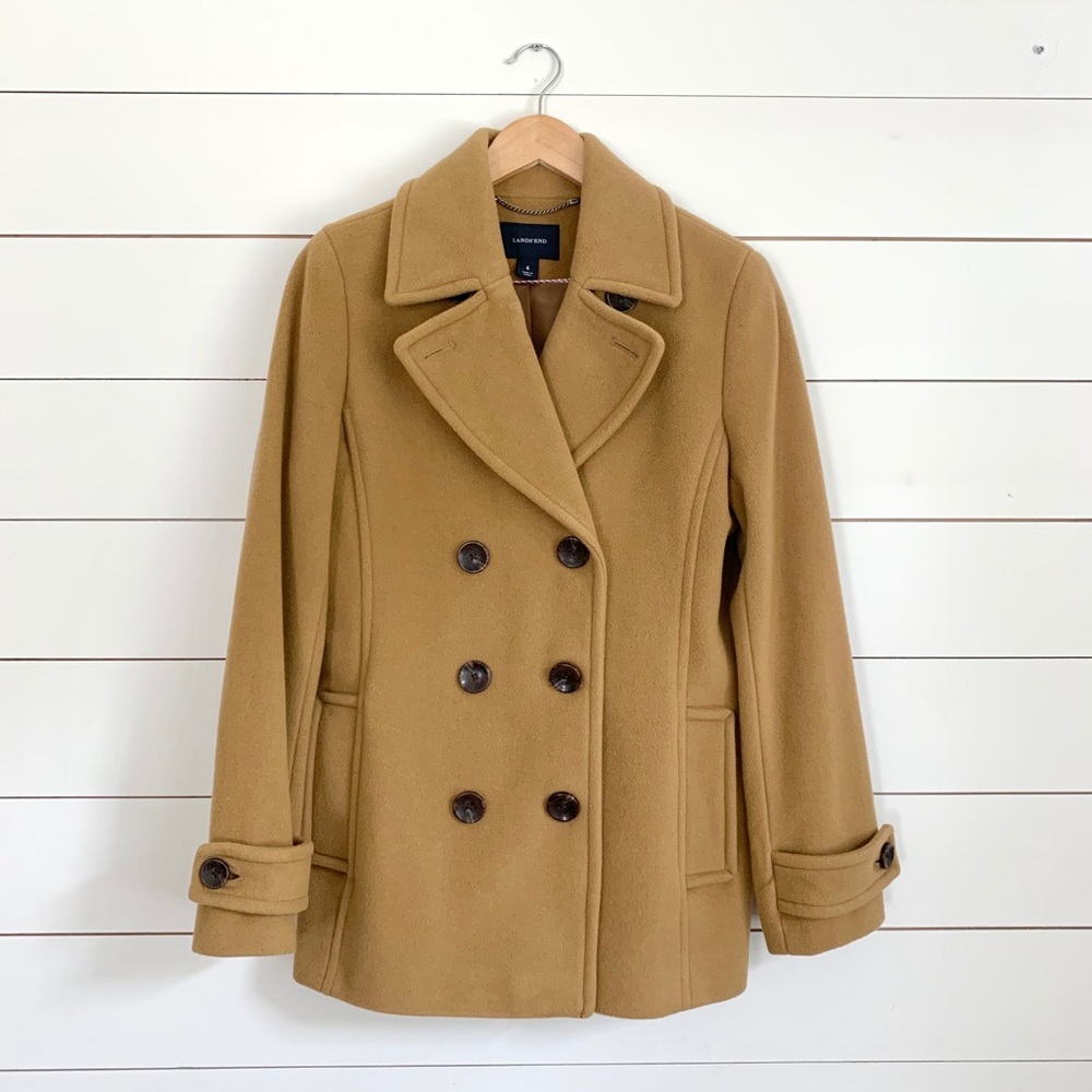 L. L. Bean Wool Peacoat - Camel EUC